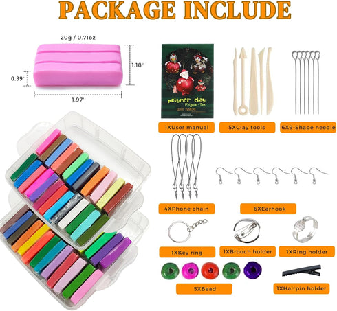 Artecho Oven Bake Clay Kit for Adults, Polymer Clay Kit with 5pcs Clay Tools and 31pcs Accessories, Modeling Clay for Jewelry Making, DIY, Home De...