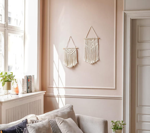 Mkono 2 Pcs Macrame Wall Hanging Boho Wall Art Decor Woven Chic Bohemian Room Decor for Bedroom Nursery Living Room Dorm Apartment, Small Size 13"...
