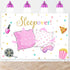 Mocsicka Sleepover Party Backdrop Sleepover Pajamas Pillow Fight Pink Girl Party Decorations Slumber Party Banner Photography Background Cake Tabl...