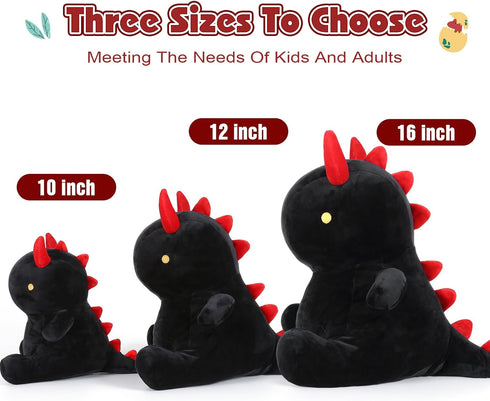 Ditucu Cute Dinosaur Plush Dino Stuffed Animals Plushies Toys Super Soft Dolls Birthday Gifts for Kids Girls Boys Black 12 inch...