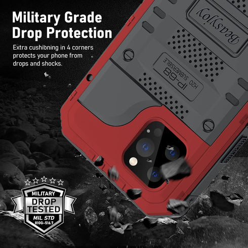 Beasyjoy Case for iPhone 12 Pro Max Waterproof, Metal Heavy Duty Case with Built in Screen Protector, Military Grade Full Body Protective Defender...