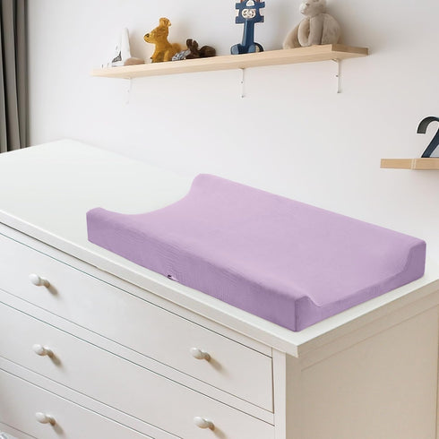 Pro Goleem Muslin Changing Pad Cover for Girls, Soft Breathable Fitted Cotton Diaper Changing Table Pad Sheets, 2 Pack (Pink?Purple)...