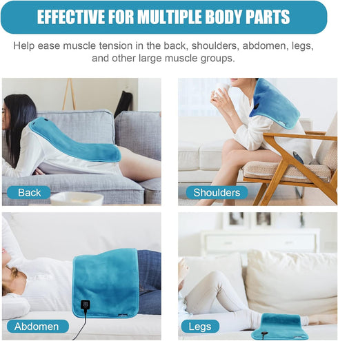 USB Heating pad for Back, Neck, and Shoulder Pain Relief with Two Straps - Dry & Moist Heat Therapy Option (Blue)...
