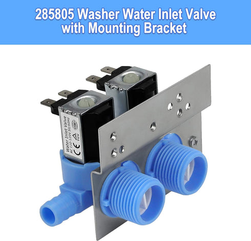 285805 Water Inlet Valve - Compatible with Whirlpool Kenmore May.tag and GE Washers wtw8500dc wtw4955h wtw5100vq2 417.97912702,110.92588210, 41797822700 (2 Year WARRANTY?