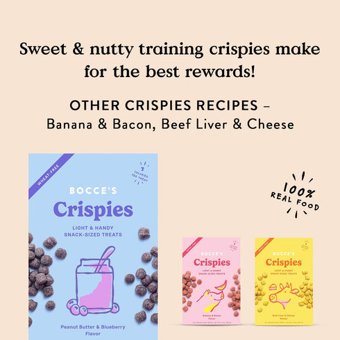 Bocce's Bakery PB + Blueberry Crispies Low-Calorie Wheat-Free Dog Treats, 10 oz...