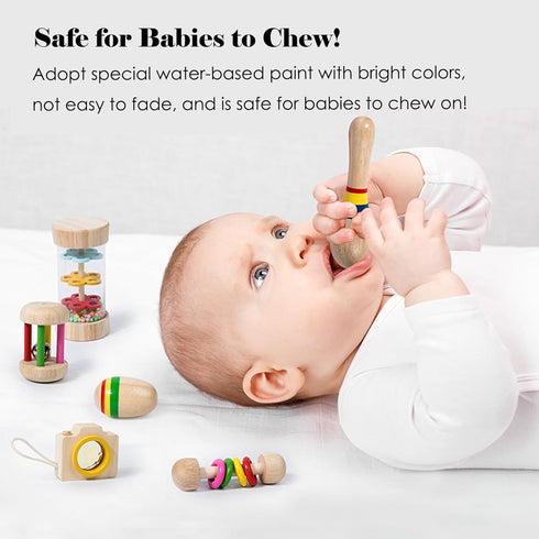 Toddler Musical Instruments, Wooden Percussion Instruments Toys, Eco-Friendly Rattle Music Set for Kids Boys Girls - Preschool Early Educational M...