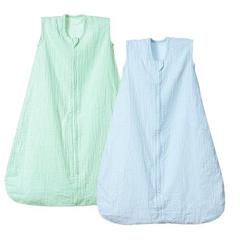PHF 100% Muslin Cotton Baby Sleep Sacks, 0-6 Months Sleep Sack with 2-Way Zipper, 2 Pack Cooling Unisex 0.5 TOG Breathable Small Size Sleeveless B...