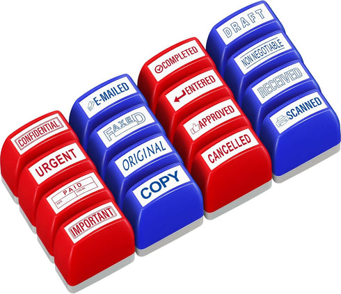 Crtiin 16 Pcs Office Stamp Set Message Self Inking Rubber Stamp Set for Office Stamps Completed Faxed Scanned Stamps for Office Message Supplies (...