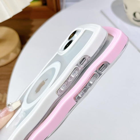 Compatible for iPhone 15 Plus Case Magsafe, Wave Phone Case Cute Water Ripple Candy Colors Frame Shockproof for iPhone 15 Plus Phone Case for Wome...