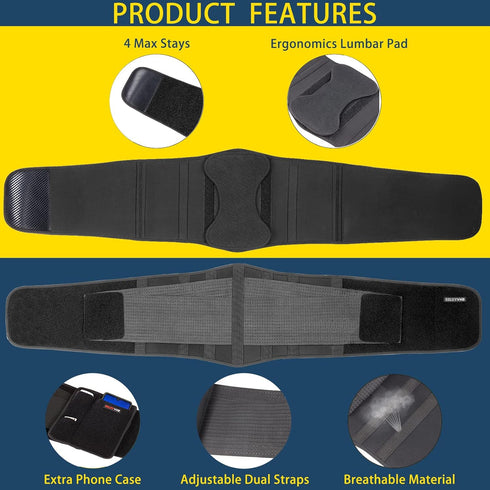 Back Brace Support Belt,Waist Protection Belt for Pain Relief Scoliosis Sciatica Herniated Disc,Adjustable and Flexible Lower Lumbar Waist Support...