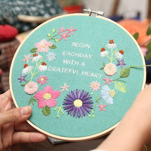 BERYA Handmade Embroidery Starter Kit Set with Pattern Including Embroidery Cloth,Bamboo Embroidery Hoop, Color Threads, and Other Tools Kit for B...
