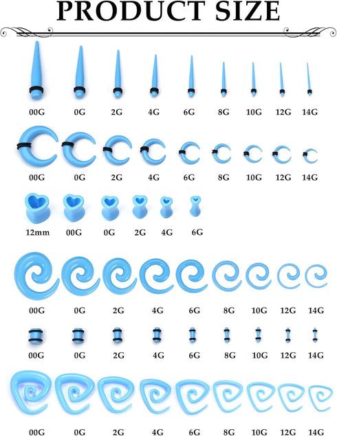 Ubjuliwa 102Pcs Ear Stretching Kit 14G-00G Ear Gauges Expander Set Acrylic Tapers Plugs Tunnels Horseshoes Taper Spiral Tapers Gauges for Ears Bod...
