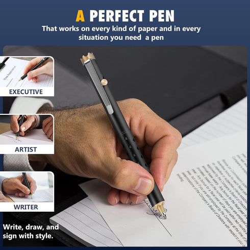 bellaDimora Premium Slim Bolt Action Pen,Professional and Lightweight Aluminum Pen for Business and School,Retractable Ink Refillable Pen,Premium ...