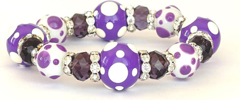 Linpeng Purple Glass Beads Polka Dots Bracelet, One Size...
