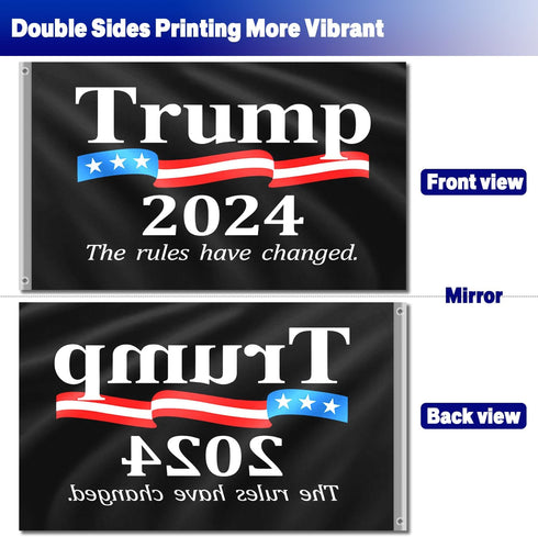 Donald Trump 2024 Flag 3×5 ft President Trump Flag 2024 Double Sided Polyester with Copper Grommets Trump Flags for Indoor Outdoor (Black)...