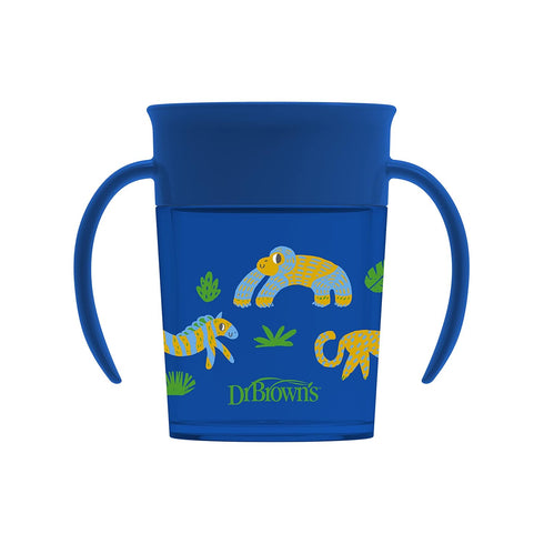 Dr. Brown’s Milestones™ Cheers360™ Training Sippy Cups with Handles for Babies and Toddlers, BPA Free, Blue Animal Deco, 7oz, 6m+...
