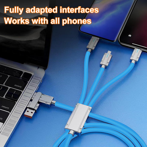 120W Multi-Charger Data Cable, Fast Charging + Data Synchronization, Long Lasting and Durable Without Breaking, Compatible with Most Mobile Phones...