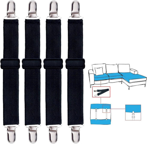 Korlon 4 Pack Bed Sheet Clips, Adjustable Heavy Duty Fitted Sheet Straps Clips, Elastic Sheet Suspenders Fasteners for Bed Mattress Cover Sofa Cus...