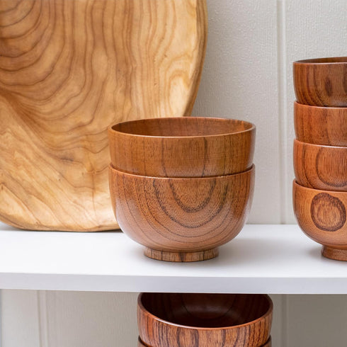 Handmade Wood Bowl, Mug, for Rice, Soup, Dip, Coffee, Tea, Decoration (2PCS Jujube Bowls, L: 5-1/8 inch Dia by 3-1/8 inch High)...