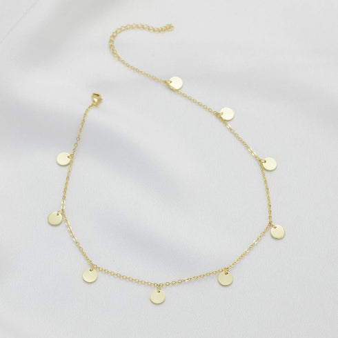 Dainty Beaded Choker Necklaces,14K Gold/Silver Plated Cute Tiny Delicate Coin/Satellite Chain Choker Necklaces for Women...