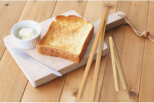 HIC Kitchen Toast Tongs, Natural Bamboo, 12-Inches...