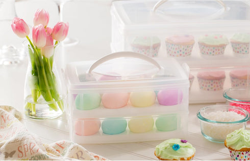 Snapware (2-Layer, 24 Eggs) Plastic Detachable Deviled Egg Carrier Storage Container With Lid and Handle, Freezer Dishwasher Microwave Safe...