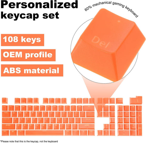 MECCANIXITY 108 Keys Pudding Keycaps Set OEM Profile 60 Percent ABS for Mechanical Keyboard Layout, Orange Double Shot...