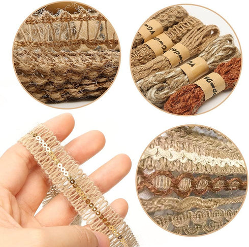 VGOODALL 9 Rolls Jute Ribbons Lace Craft Ribbon 18 Meters for Crafts Wraping Gifts Party Holiday and Rustic Wedding Decorations...