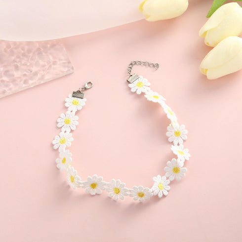 GUOXIAOMEI Sweet Handmade Colorful Daisy Flower Sunflower Pendant Clavicular Chain Adjustable Choker Necklace Friendship Elegant Jewelry for Women...