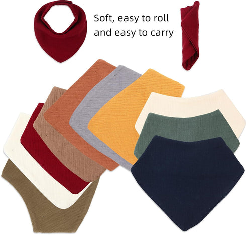 Baby Bibs for Drooling and Teething 10 Pack - Muslin Baby Bibs for Boys 0-6 Months, Baby Bandana Bibs 6-12 Months, Baby Essentials Newborn Infant ...