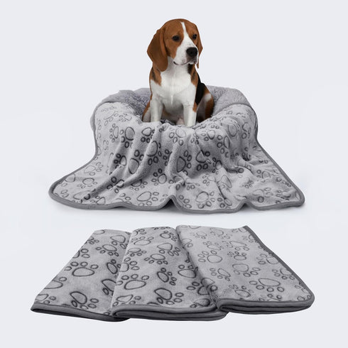 Luciphia 1 Pack 2 Pet Blankets for Dogs Cats, Fleece Print Dog Cat Blankets for Small Medium Large Puppy Kitten, Grey Paw Small (23x16 inch)...