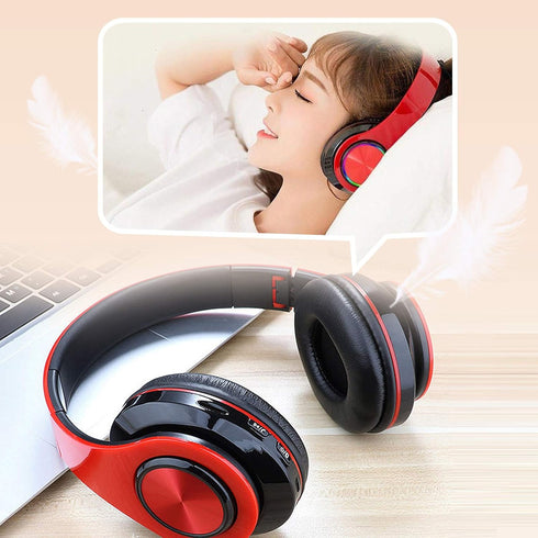 Bluetooth Over Ear Headphones, Colorful LED Lights Deep Bass Headphones with Microphone, Lightweight Wired and Wireless Foldable HiFi Stereo Headp...