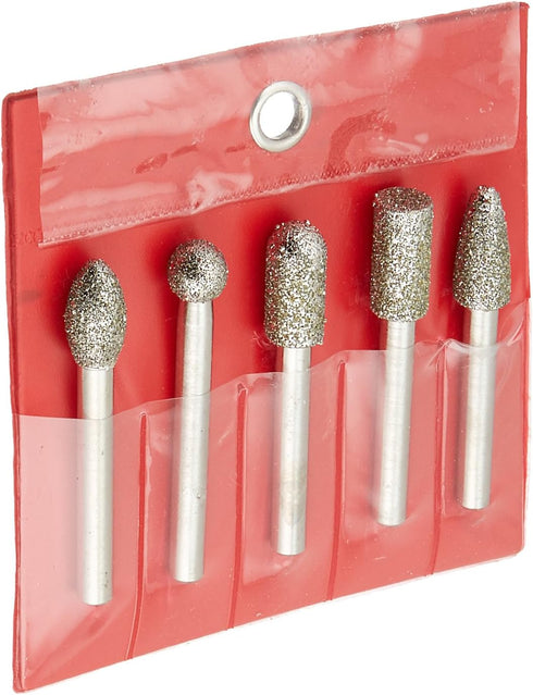 Big Horn 19391 5PC Diamond Burr Set - 1/4 Inch Shank, 50 Grit - Coarse...