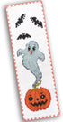 Povitrulya Counted cross Stitch Bookmark Kit 'Pumpkin Ghost' - DIY Embroidery set for Adults with Paper pattern, 16-count Aida Canvas and Presorte...