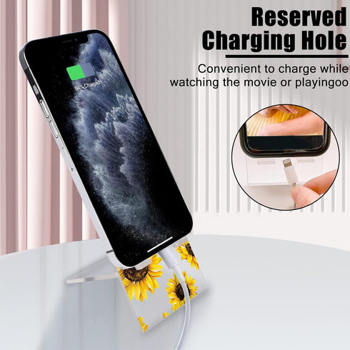 Cute Phone Stand for Desk Clear Yellow Sunflower Girls Women Kids Pretty Flower Floral Adjustable Phone Stand Holder Desk Accessories Compatible w...