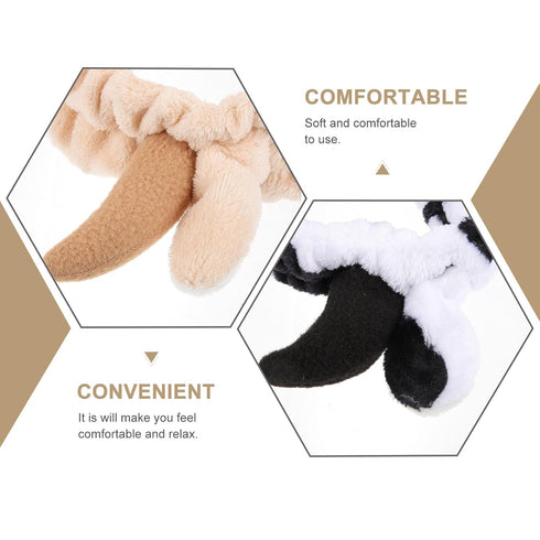 FRCOLOR Animal Spa Headband 2Pcs Cow Headband Skincare Soft Plush Hairband for Makeup Face Wash Cosmetic Shower Elasticity Cow Makeup Headband for...