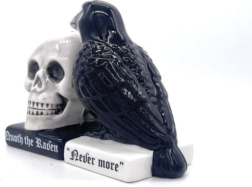 Rustix Quoth The Raven Ceramic Gothic Halloween Decor Cute skull Horror Salt and Pepper Shaker Set Scary Spooky and witchy Gift Fall Season Decor ...