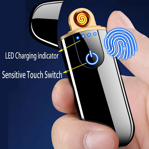 Electric Lighter, Smart Electronic Lighter, Mini USB Rechargeable Lighter Touch Ignition Windproof Flameless Lighter Lightweight Plasma Lighter wi...