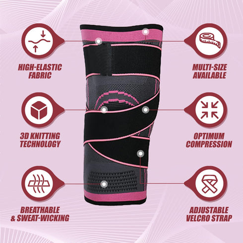 Knee Compression Sleeve with Strap, 1 Pack High Stretch Knee Sleeve Knee Support for Women Men, Knee Braces for Knee Pain Relief Arthritis Meniscu...