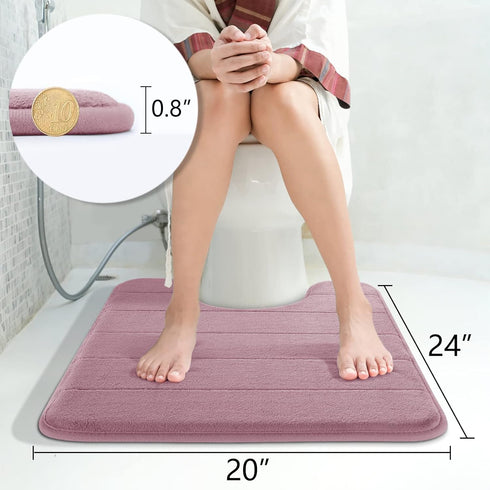 Yimobra Memory Foam Toilet Bath Mat U-Shaped, 24 X 20 Inches,Soft and Comfortable, Super Water Absorption, Non-Slip, Machine Wash and Easier to Dr...