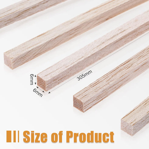 Timtin Balsa Wood Sticks 1/4 x 1/4 x 12 Inch Hardwood Square Dowels Rods Unfinished Wooden Strips for Crafts DIY Projects Models Making Supplies(6...