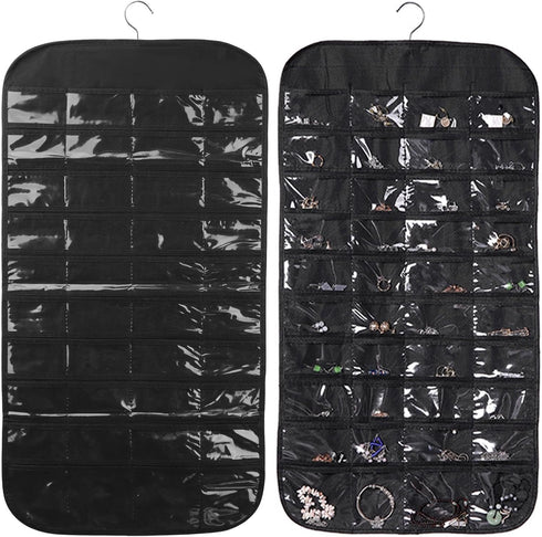 80 Pockets Hanging Jewelry Organizer for Women, Jewelry Hanging Organizer Jewelry Holder Organizer, Storage Bag for Earrings Necklace Bracelet Rin...