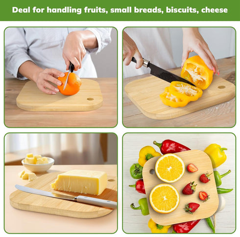 Small Bamboo Wood Cutting Board 8"Mini Lightweight Wooden chopping boards for Fruit, Vegetable, Camping Trip....