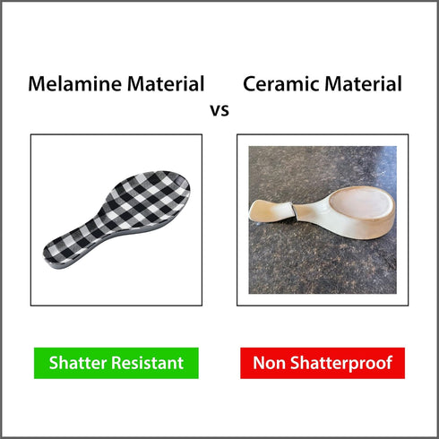 UPware Melamine Spoon Rest Spoon Holder Kitchen Utensil Holders 9.625 Inch for Kitchen Counter Dining Table (Gingham Black)...