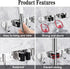 2 Racks and 3 Hooks Broom and Mop Holder Wall Mounted Garage Organizer Storage Tool Racks Stainless Steel Heavy Duty Hooks Self Adhesive Solid Non...
