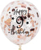 Rose Gold 9th Confetti Latex Balloons, Girls Happy 9 Years Birthday Party Balloon Decoration With Confetti, 12in, 16 Pack...