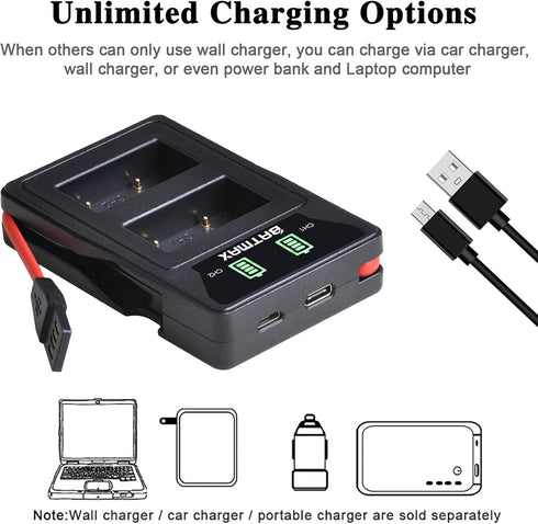 Batmax 2Pcs NB-2L NB-2LH Battery + Built-in USB LED Charger for Canon PowerShot G7 G9 S80 S70 S60 S50 S45 S40 S30, Canon DC410 DC420 EOS 350D 400D...