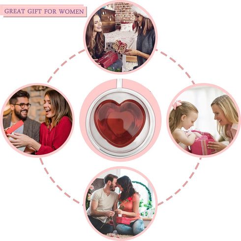 Asng Heat Resistant Double Layer Heart-Shaped Glass Coffee Cup (240ML/8oz)...