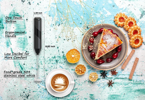 Milk Frother Wand with Stand - Milk Frother Handheld Battery Operated - Electric Whisk Coffee Frother - Drink Mixer Handheld Frother with Stand - ...