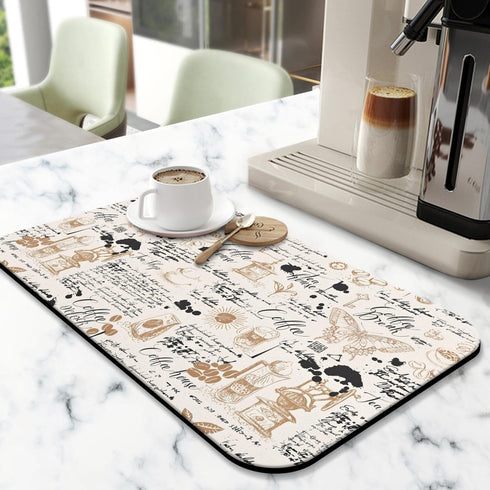 Coffee Mat 19inx12in,Coffee Bar Mat for Countertops,Absorbent Hide Stain Anti-Slip Coffee Bar Accessories Fit Under Coffee Machine Mat,dish drying...